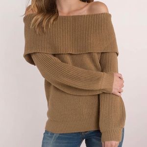 TOBI Off The Hook Shoulder Sweater in Toast